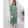 image:imageANRABESS Women 34 Puff Sleeve Polo Neck Floral Maxi DressFloral Green