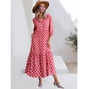 image:imageANRABESS Women 34 Puff Sleeve Polo Neck Floral Maxi DressFloral Red