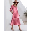 image:imageANRABESS Women 34 Puff Sleeve Polo Neck Floral Maxi DressFloral Red