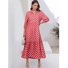 image:imageANRABESS Women 34 Puff Sleeve Polo Neck Floral Maxi DressFloral Red