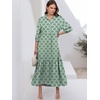 image:imageANRABESS Women 34 Puff Sleeve Polo Neck Floral Maxi DressGreen