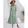 image:imageANRABESS Women 34 Puff Sleeve Polo Neck Floral Maxi DressGreen