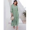 image:imageANRABESS Women 34 Puff Sleeve Polo Neck Floral Maxi DressGreen