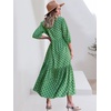 image:imageANRABESS Women 34 Puff Sleeve Polo Neck Floral Maxi DressLight Green