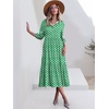 image:imageANRABESS Women 34 Puff Sleeve Polo Neck Floral Maxi DressLight Green