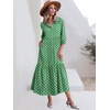 image:imageANRABESS Women 34 Puff Sleeve Polo Neck Floral Maxi DressLight Green