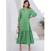 image:imageANRABESS Women 34 Puff Sleeve Polo Neck Floral Maxi DressLight Green