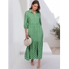 image:imageANRABESS Women 34 Puff Sleeve Polo Neck Floral Maxi DressLight Green