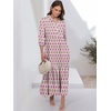 image:imageANRABESS Women 34 Puff Sleeve Polo Neck Floral Maxi DressPink White