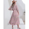 image:imageANRABESS Women 34 Puff Sleeve Polo Neck Floral Maxi DressPink White