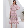 image:imageANRABESS Women 34 Puff Sleeve Polo Neck Floral Maxi DressPink White