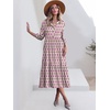 image:imageANRABESS Women 34 Puff Sleeve Polo Neck Floral Maxi DressPink White