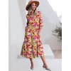 image:imageANRABESS Women 34 Puff Sleeve Polo Neck Floral Maxi DressPurple Orange Floral