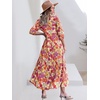 image:imageANRABESS Women 34 Puff Sleeve Polo Neck Floral Maxi DressPurple Orange Floral
