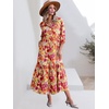 image:imageANRABESS Women 34 Puff Sleeve Polo Neck Floral Maxi DressPurple Orange Floral
