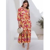 image:imageANRABESS Women 34 Puff Sleeve Polo Neck Floral Maxi DressPurple Orange Floral