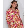 image:imageANRABESS Women 34 Puff Sleeve Polo Neck Floral Maxi DressPurple Orange Floral