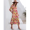 image:imageANRABESS Women 34 Puff Sleeve Polo Neck Floral Maxi DressPurple Orange Floral