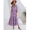 image:imageANRABESS Women 34 Puff Sleeve Polo Neck Floral Maxi DressPurple Pink Floral