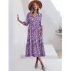 image:imageANRABESS Women 34 Puff Sleeve Polo Neck Floral Maxi DressPurple Pink Floral