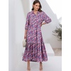image:imageANRABESS Women 34 Puff Sleeve Polo Neck Floral Maxi DressPurple Pink Floral
