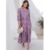 image:imageANRABESS Women 34 Puff Sleeve Polo Neck Floral Maxi DressPurple Pink Floral