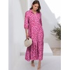 image:imageANRABESS Women 34 Puff Sleeve Polo Neck Floral Maxi DressRose Red Floral