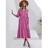 image:imageANRABESS Women 34 Puff Sleeve Polo Neck Floral Maxi DressRose Red Floral