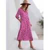 image:imageANRABESS Women 34 Puff Sleeve Polo Neck Floral Maxi DressRose Red Floral