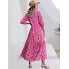 image:imageANRABESS Women 34 Puff Sleeve Polo Neck Floral Maxi DressRose Red Floral