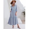 image:imageANRABESS Women 34 Puff Sleeve Polo Neck Floral Maxi DressStripe Blue White