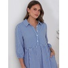 image:imageANRABESS Women 34 Puff Sleeve Polo Neck Floral Maxi DressStripe Blue White