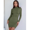 image:imageANRABESS Women Fall Long Sleeve Mock Neck Ribbed Knit Mini DressesArmy Green