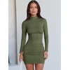 image:imageANRABESS Women Fall Long Sleeve Mock Neck Ribbed Knit Mini DressesArmy Green