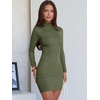image:imageANRABESS Women Fall Long Sleeve Mock Neck Ribbed Knit Mini DressesArmy Green