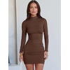 image:imageANRABESS Women Fall Long Sleeve Mock Neck Ribbed Knit Mini DressesBrown