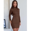 image:imageANRABESS Women Fall Long Sleeve Mock Neck Ribbed Knit Mini DressesBrown