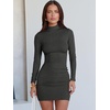 image:imageANRABESS Women Fall Long Sleeve Mock Neck Ribbed Knit Mini DressesDeep Grey