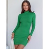 image:imageANRABESS Women Fall Long Sleeve Mock Neck Ribbed Knit Mini DressesGreen