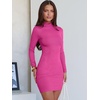 image:imageANRABESS Women Fall Long Sleeve Mock Neck Ribbed Knit Mini DressesHot Pink