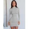 image:imageANRABESS Women Fall Long Sleeve Mock Neck Ribbed Knit Mini DressesLight Grey