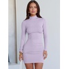 image:imageANRABESS Women Fall Long Sleeve Mock Neck Ribbed Knit Mini DressesLight Purple