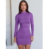 image:imageANRABESS Women Fall Long Sleeve Mock Neck Ribbed Knit Mini DressesPurple