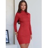 image:imageANRABESS Women Fall Long Sleeve Mock Neck Ribbed Knit Mini DressesRed