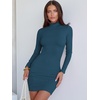 image:imageANRABESS Women Fall Long Sleeve Mock Neck Ribbed Knit Mini DressesTeal