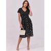 image:imageANRABESS Women Summer Casual Short Sleeve A Line Midi Dresses with PocketBlack Floral
