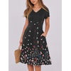 image:imageANRABESS Women Summer Casual Short Sleeve A Line Midi Dresses with PocketBlack Floral