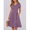 image:imageANRABESS Women Summer Casual Short Sleeve A Line Midi Dresses with PocketDark Purple