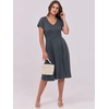 image:imageANRABESS Women Summer Casual Short Sleeve A Line Midi Dresses with PocketDeep Grey