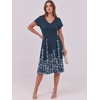 image:imageANRABESS Women Summer Casual Short Sleeve A Line Midi Dresses with PocketNavy Blue Floral